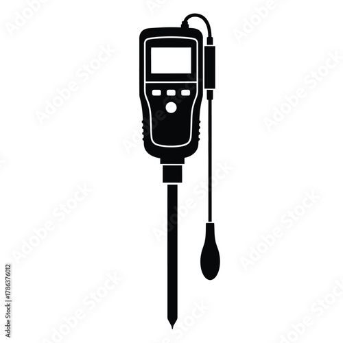 Black silhouette of a soil moisture meter probe digital