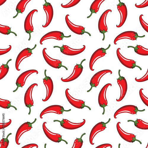 red chili seamless pattern for background, fabric motif, fruit and vegetable shop wall decoration, texture, wallpaper, packaging, wrapping paper