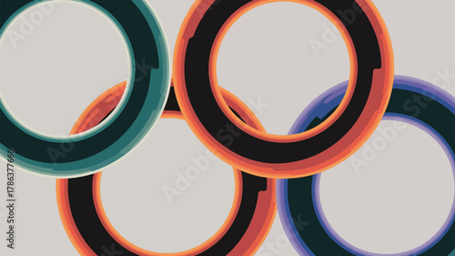 Vibrant layered rings create dynamic abstract design with modern color palette for energetic backgrounds and graphic elements