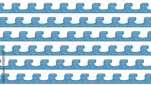 Stylized blue ocean waves pattern creates a calming, modern backdrop for coastal or summer designs