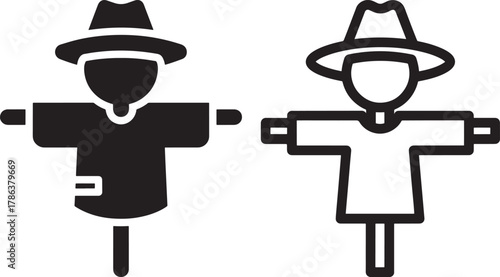 Two scarecrow icons silhouette