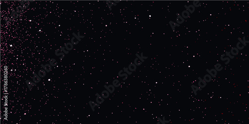 Dark starry night sky abstract with falling snow and cosmic blue particles