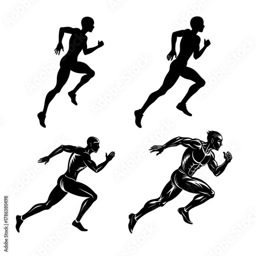 Dynamic Running Athlete Silhouette! Powerful sports vector design perfect for fitness, marathon, and training themes. Ideal for posters, logos, gym branding, and athletic design projects.