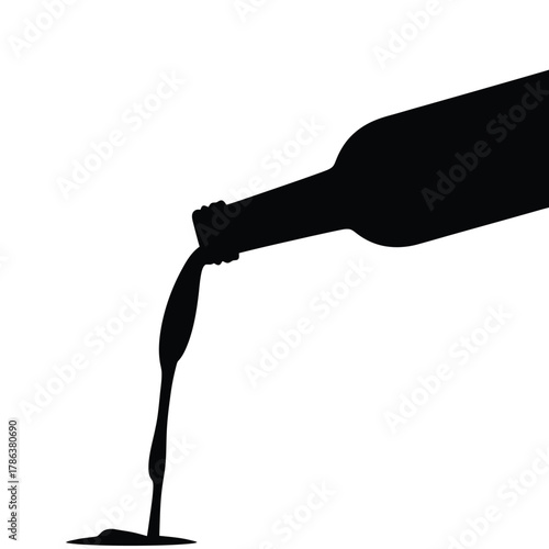 Black silhouette of liquid pouring from bottle vector