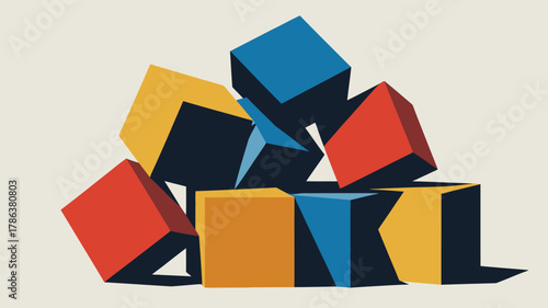 Abstract geometric shapes in vibrant colors create a dynamic and modern design for visual appeal and creative branding