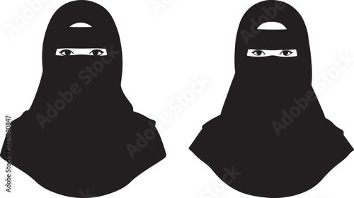 Two women in niqabs silhouette