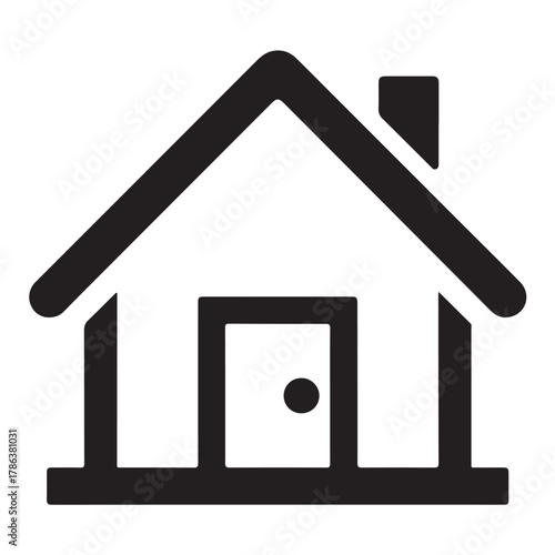 Illustration of a simple house with a chimney isolated on white background perfect for real estate or home improvement projects