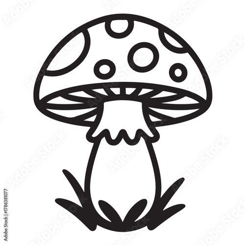 Enchanting amanita mushroom with grass isolated on white background, a whimsical forest element for your creative and natureinspired designs