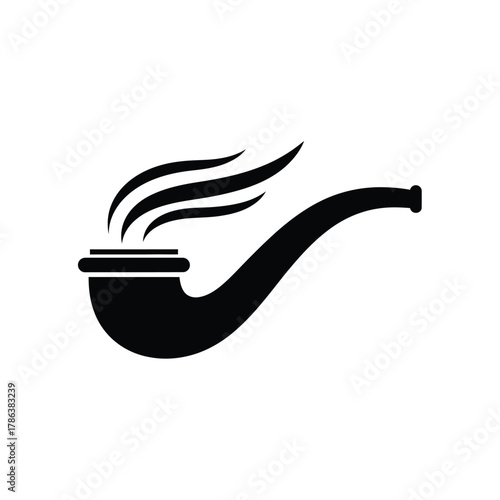 Black smoking pipe icon on white background tobacco
