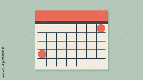 Minimalist calendar illustration with two marked days, signifying important events, schedule planning, deadlines, and appointment reminders in flat design.