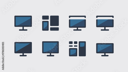 Responsive design icons illustrating diverse screen sizes for modern digital devices, web development, and user interface layouts