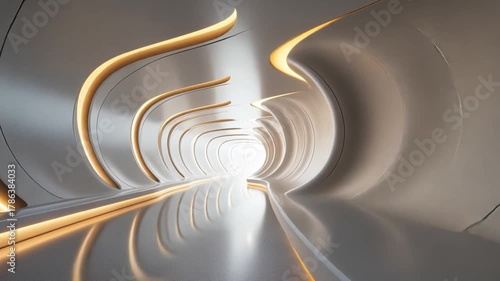 Futuristic Tunnel with Glowing Lights - A Modern Architectural Design.