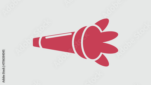 Red megaphone or bullhorn icon with white accents and radiating sound waves, symbolizing public announcement, protest, or urgent communication.