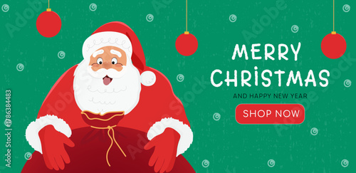 Christmas themed promotional banner featuring Santa Claus, festive sale banners, seasonal ads and online marketing
