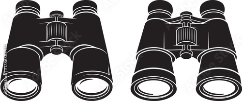 Two black binoculars silhouette