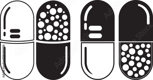 Two pairs of medical capsules silhouette