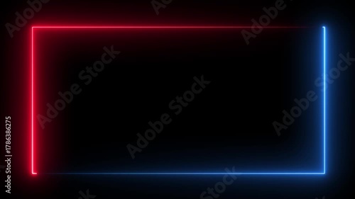 Wallpaper Mural Square neon picture frame with blue and pink glowing light motion on black background, modern 3D illustration with empty copy space for design overlay Torontodigital.ca