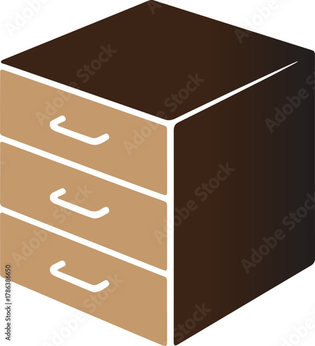 Vector file cabinet with folders isolated on transparent background