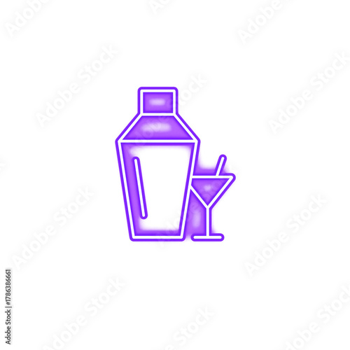 Vibrant cocktail shaker and martini glass, perfect for bar promotions and happy hour designs, a stylish, modern barware concept