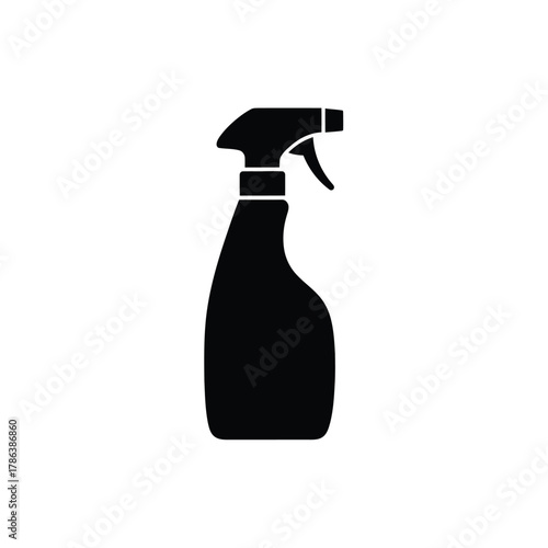 Black spray bottle icon on white background cleaner