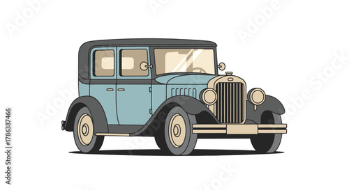 Vintage car illustration classic automobile in retro style isolated vector graphic on white background
