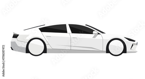 White sedan car vector illustration modern vehicle design isolated on white background