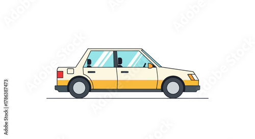 Illustration of a sedan car simple flat vector design isolated on white background