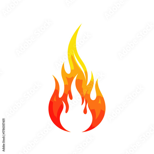 Stylized flame vector illustration fiery design element isolated on white background