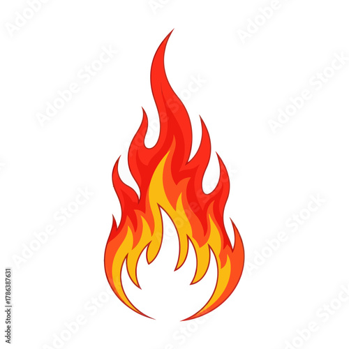 Cartoon flame illustration bright fire vector design isolated on white background