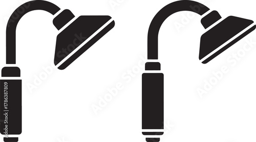 Two shower heads silhouette