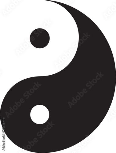 The ancient Yin and Yang symbol with interconnected black and white areas