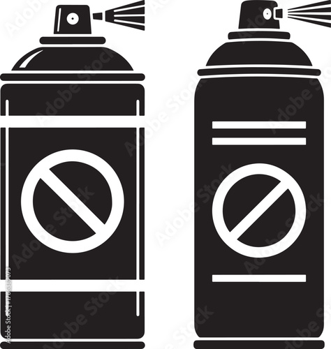 Two spray cans with prohibition symbol silhouette