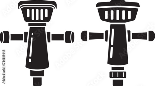 Two garden sprinkler heads silhouette