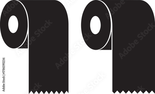 Two black toilet paper rolls silhouette