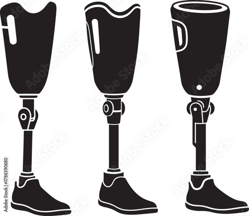 Three prosthetic legs silhouette