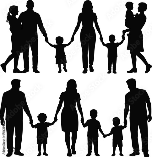 Family Love Silhouettes  Joyful Moments of Togetherness