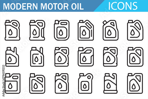 Automotive liquid and fuel container icon pack in minimal design