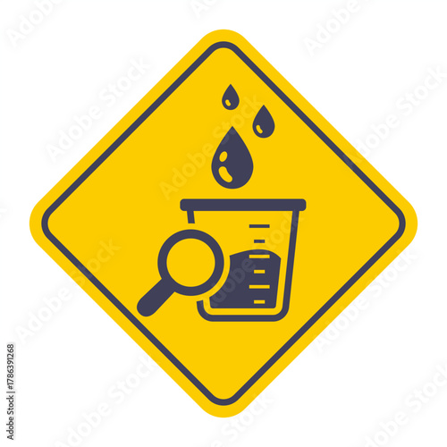 Black icon of urine analysis for bacteria. Flat illustration.