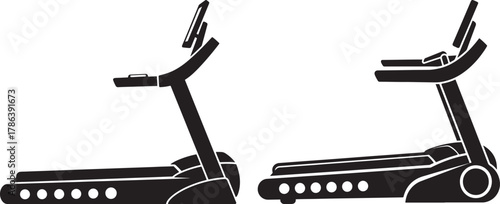 Two treadmills side by side silhouette