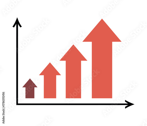 A rising graph shows increasing financial growth and positive business trends.