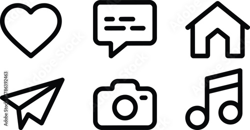 Digital communication and social networking outline icon set web