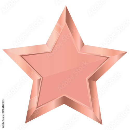 icon template of a copper star with a metal texture and a pink gradient without labels and text, for awards, achievements or rating icons