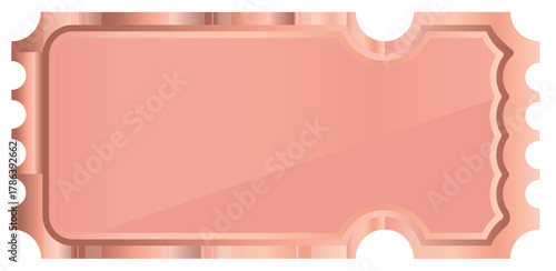 ticket mockup template with realistic metal texture and pink gradient, for premium certificates, luxury invitations or VIP events