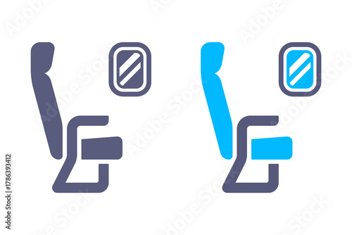 Black airplane seat icon for passengers. Flat illustration.