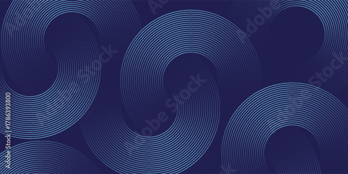 Abstract blue background with blue glowing diagonal geometric lines. Modern shiny blue rounded rectangle lines pattern. Minimalist graphic design. Futuristic technology concept. Eps10