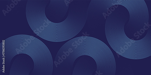 Abstract blue background with blue glowing diagonal geometric lines. Modern shiny blue rounded rectangle lines pattern. Minimalist graphic design. Futuristic technology concept. Eps10
