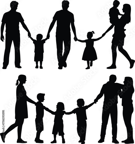 Family Love Silhouettes  Joyful Moments of Togetherness