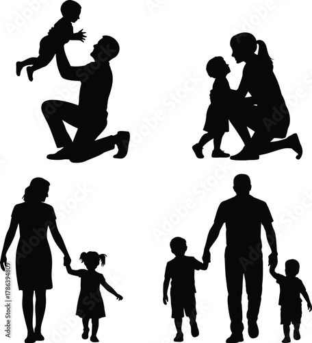 Family Love Silhouettes  Joyful Moments of Togetherness