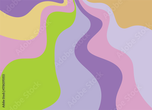 Colorful abstract background with wavy lines and pastel hues, creating a soft and dreamy aesthetic for artistic and creative projects