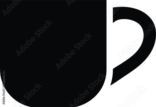 Simple black coffee mug icon representing hot beverages and morning